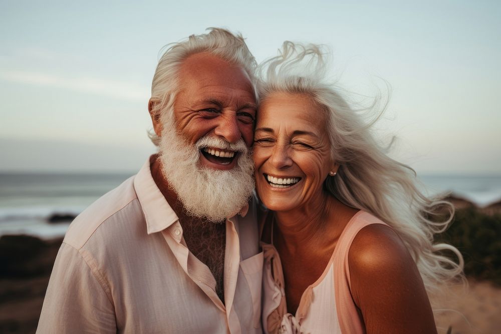 Elder couple portrait laughing romance. AI generated Image by rawpixel.