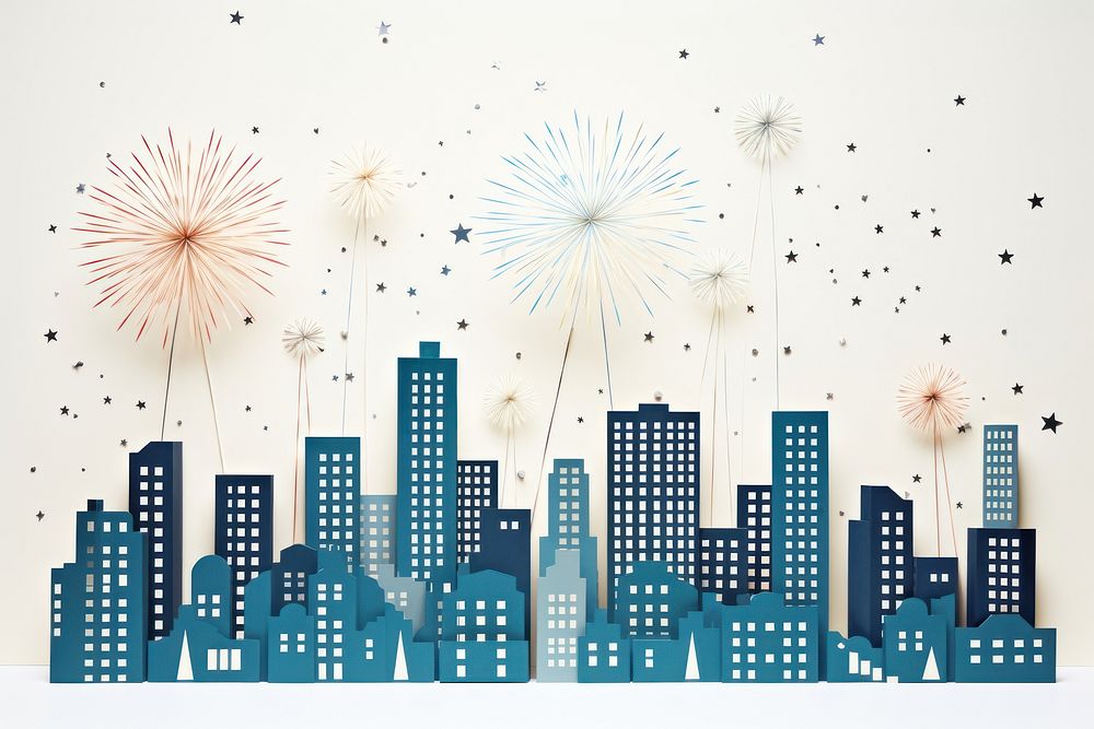City fireworks paper sky. AI generated Image by rawpixel.