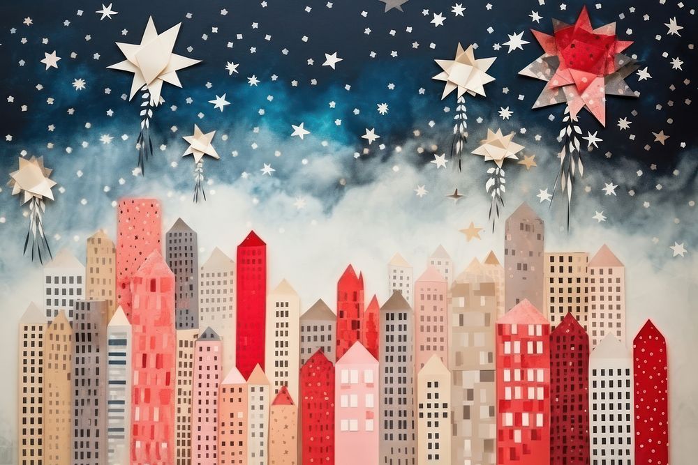 City backgrounds fireworks art. AI generated Image by rawpixel.