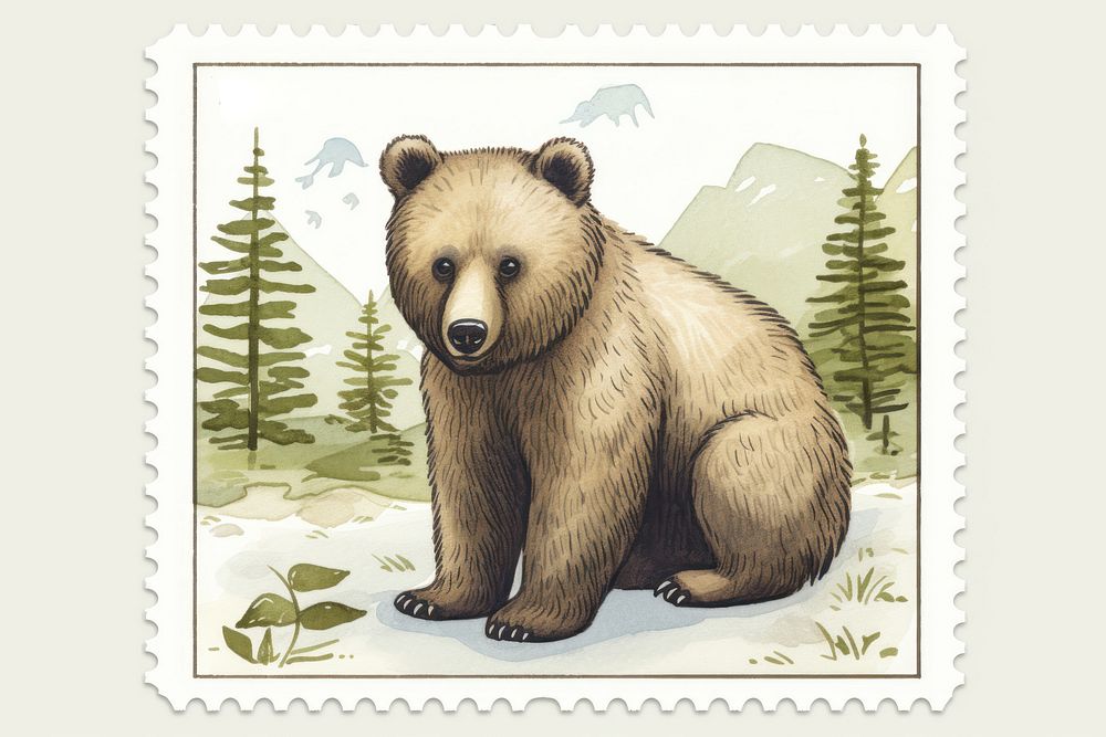 Cute bear illustration wildlife animal mammal. AI generated Image by rawpixel.