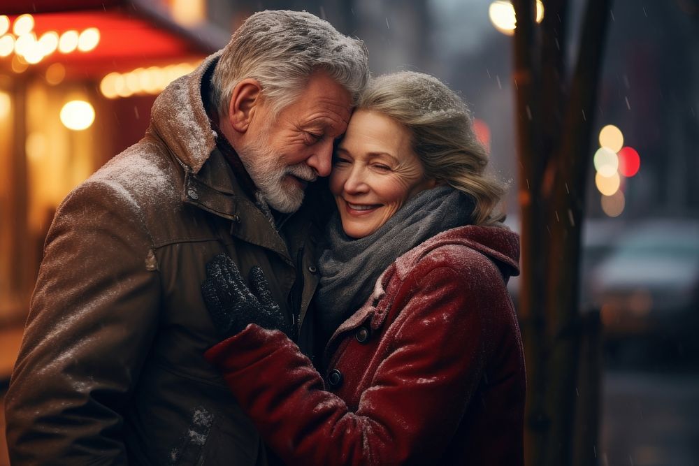 Mature couple embracing photography portrait romance. AI generated Image by rawpixel.