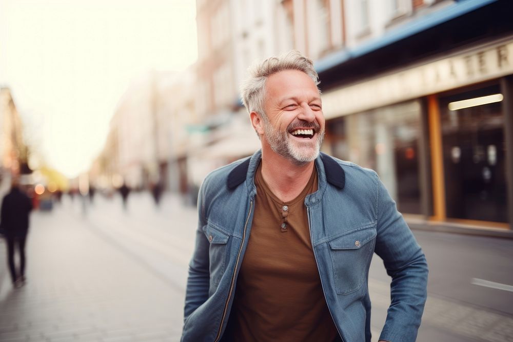 Mature man laughing person adult smile. AI generated Image by rawpixel.