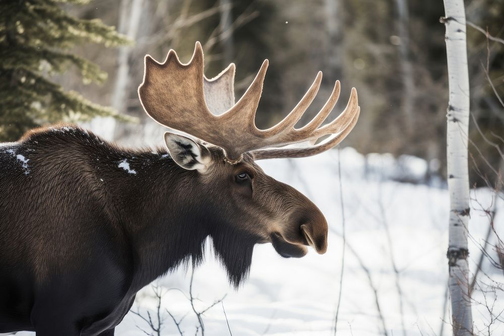 Moose wildlife animal mammal. AI generated Image by rawpixel.