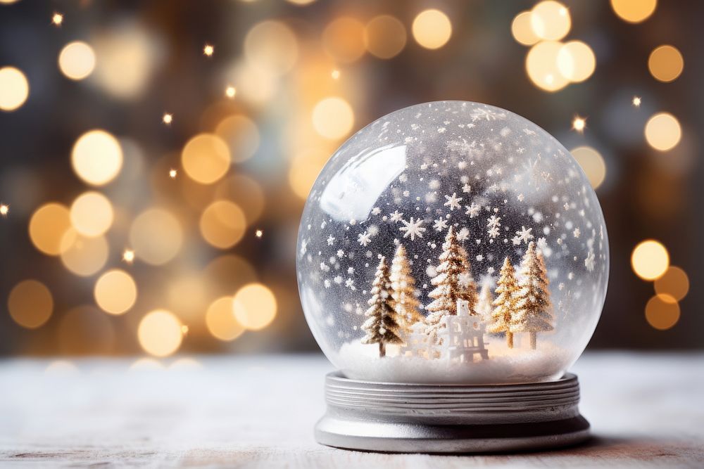 Snow globe christmas light illuminated. AI generated Image by rawpixel.