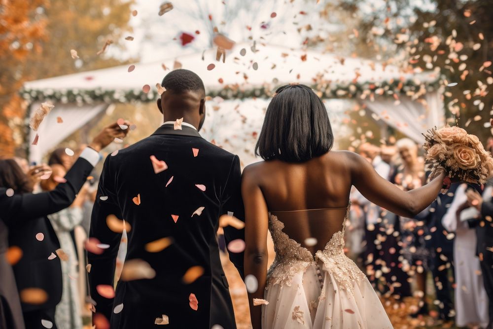 Wedding bride confetti outdoors. AI generated Image by rawpixel.