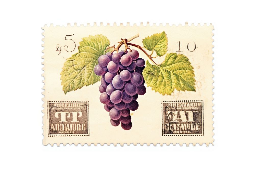Grapes vintage plant food postage stamp. AI generated Image by rawpixel.