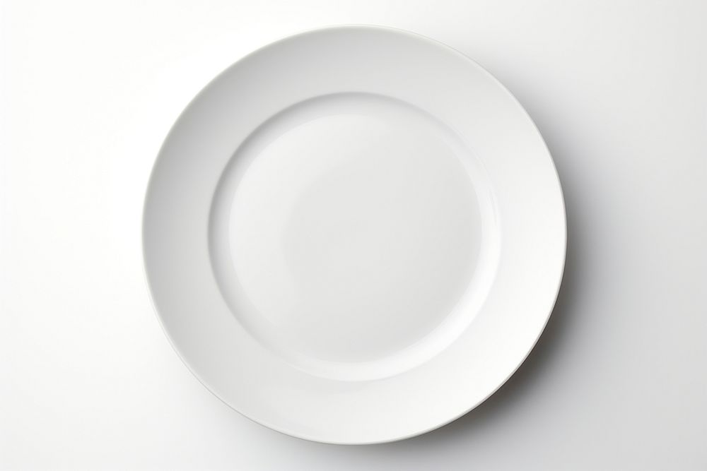 Empty white plate porcelain saucer white background. AI generated Image by rawpixel.