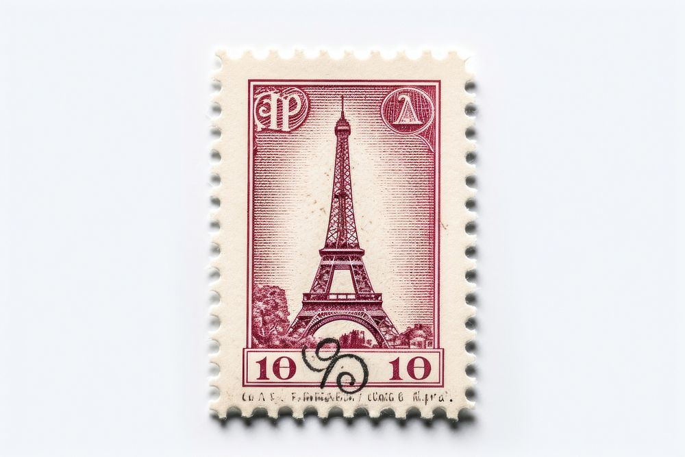 Eiffel postage stamp architecture currency. AI generated Image by rawpixel.