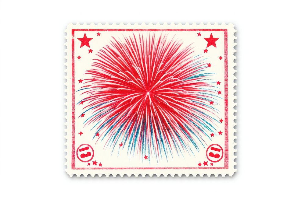 Firework vintage fireworks white background postage stamp. AI generated Image by rawpixel.