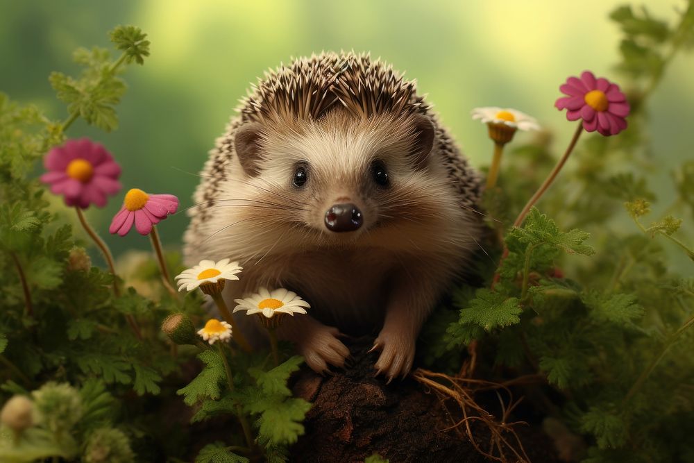 Hedgehog outdoors animal mammal. AI generated Image by rawpixel.