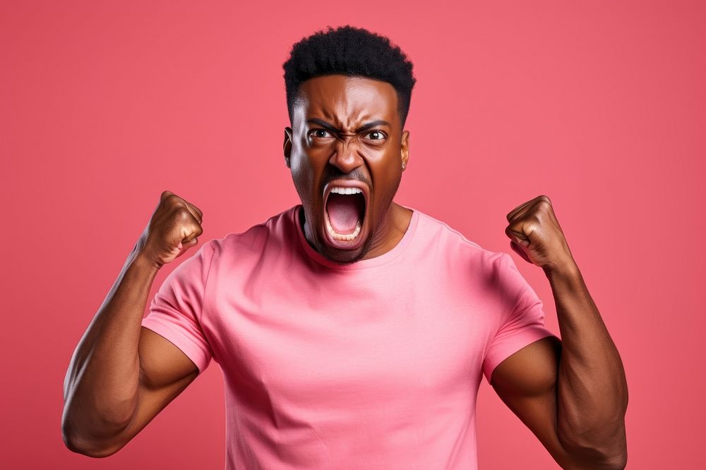 Man angry shouting adult bodybuilding. AI generated Image by rawpixel.