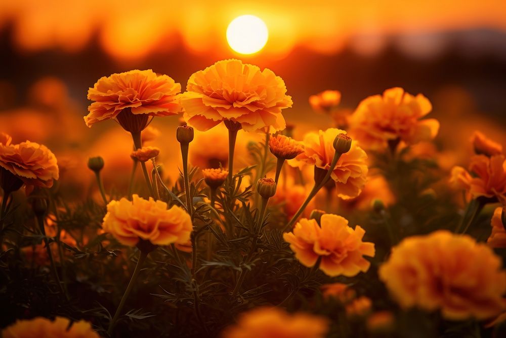 Marigold flower nature sun. AI generated Image by rawpixel.