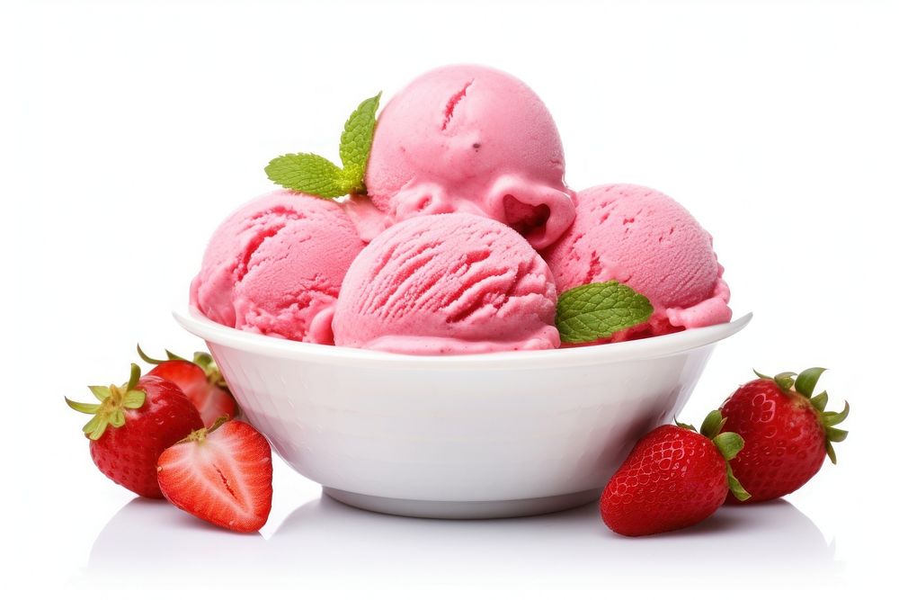 Strawberry ice cream dessert fruit plant. AI generated Image by rawpixel.