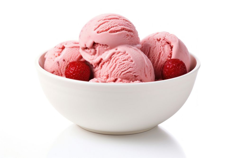 Strawberry ice cream dessert food white background. AI generated Image by rawpixel.