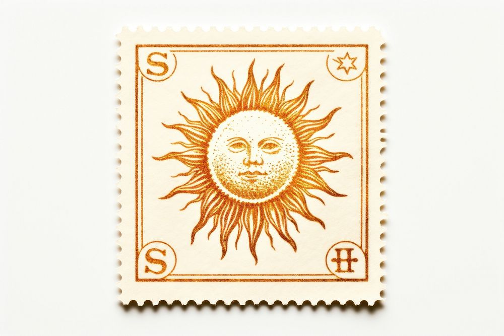 Sun illustration vintage representation postage stamp creativity. AI generated Image by rawpixel.