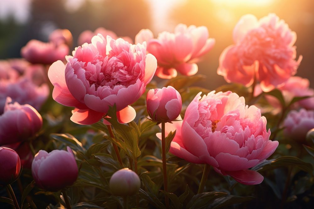 Peony flower nature outdoors. AI generated Image by rawpixel.