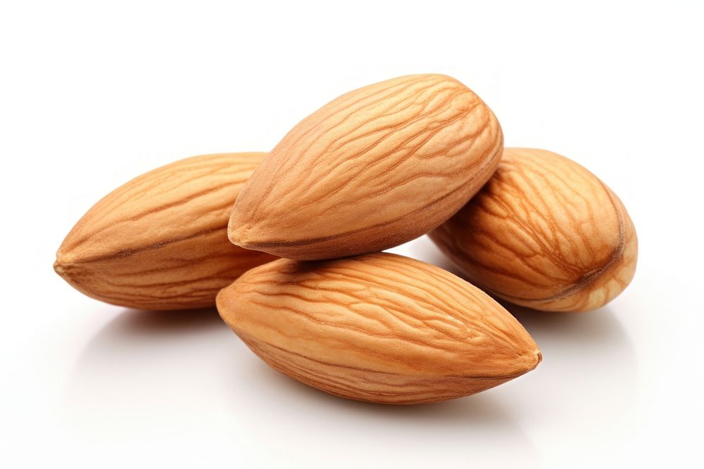 Almonds food nut white background. AI generated Image by rawpixel.
