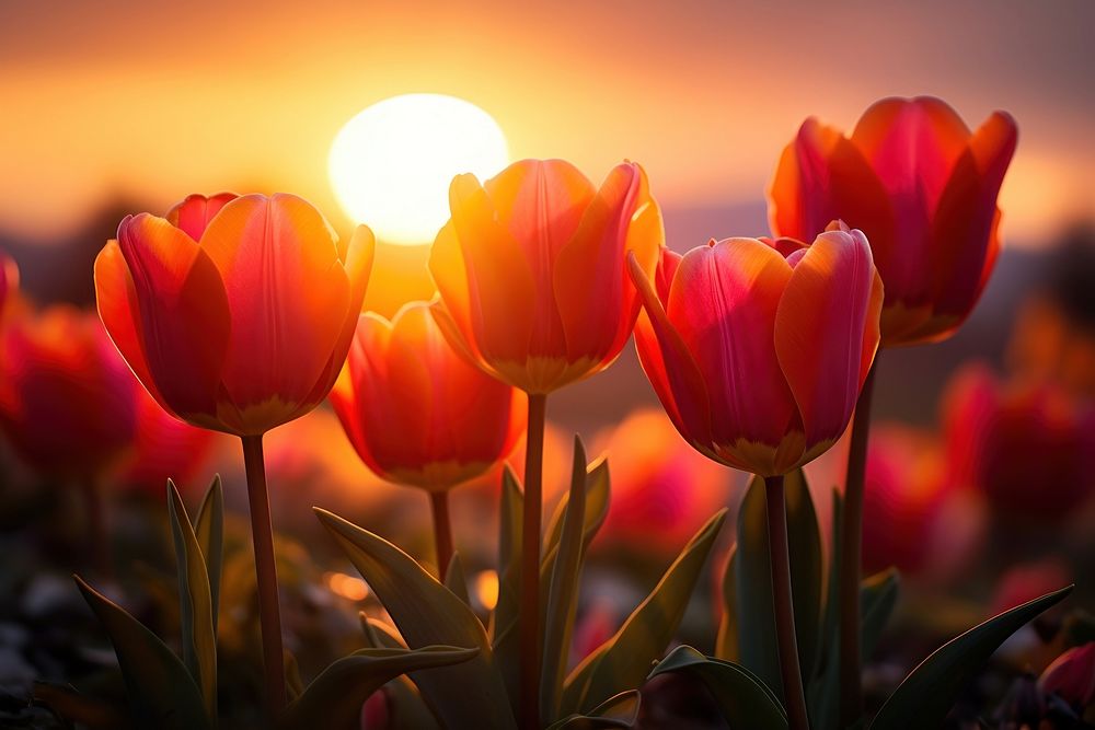Tulip flower nature sun. AI generated Image by rawpixel.