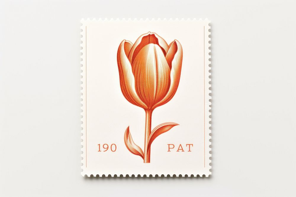 Tulip silk screen flower postage stamp blossom. AI generated Image by rawpixel.
