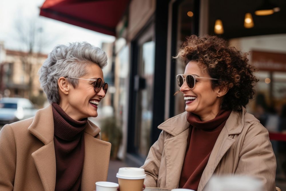 Laughing coffee adult women. AI generated Image by rawpixel.