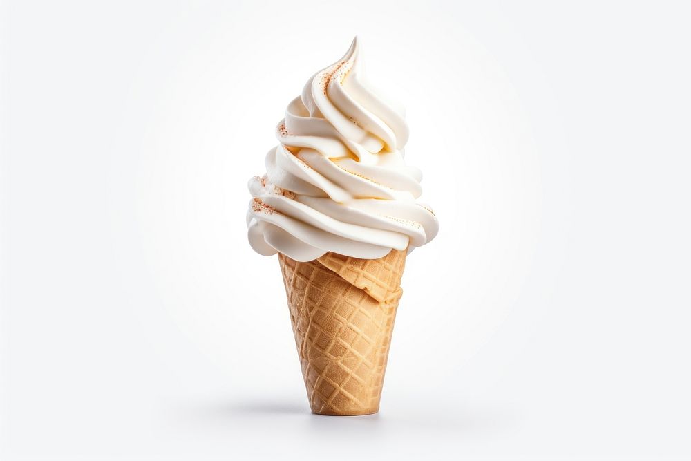 Vanila ice cream cone dessert food white background. AI generated Image by rawpixel.