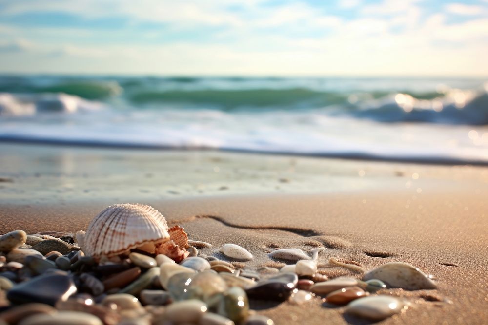 Beach seascape seashell outdoors nature. AI generated Image by rawpixel.