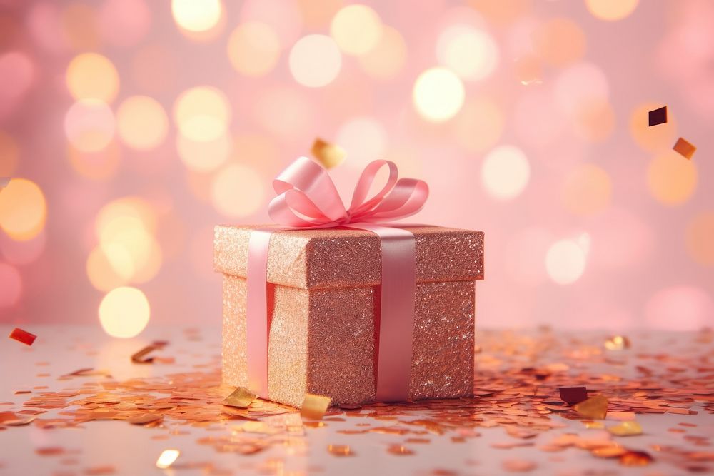 Present box gold pink red. AI generated Image by rawpixel.