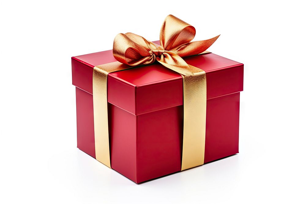 Gift box ribbon gold red. AI generated Image by rawpixel.