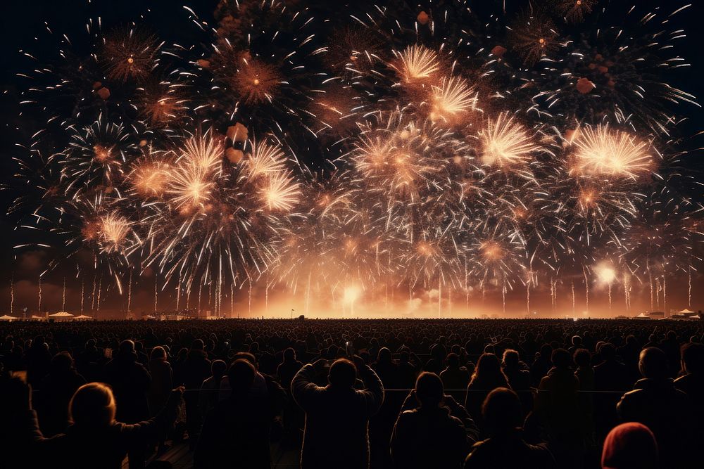 Fireworks night sky illuminated. AI generated Image by rawpixel.
