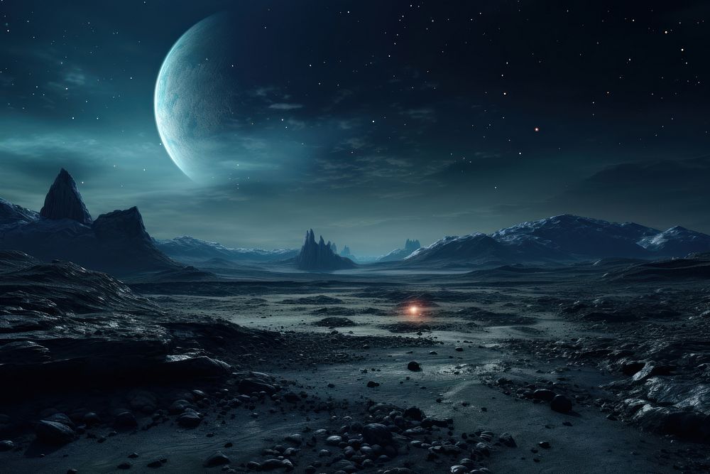 Space view night moon landscape. AI generated Image by rawpixel.