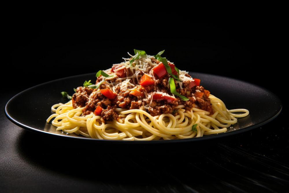 Vegetarian spaghetti bolognese plate pasta food. AI generated Image by rawpixel.