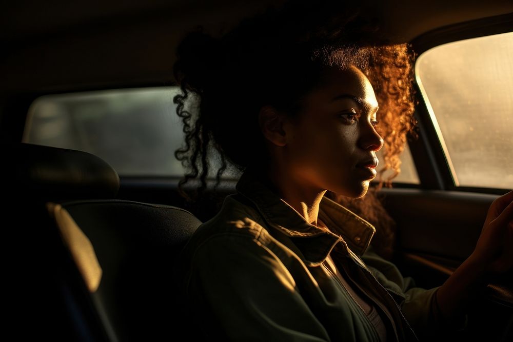 Black woman portrait vehicle driving. AI generated Image by rawpixel.