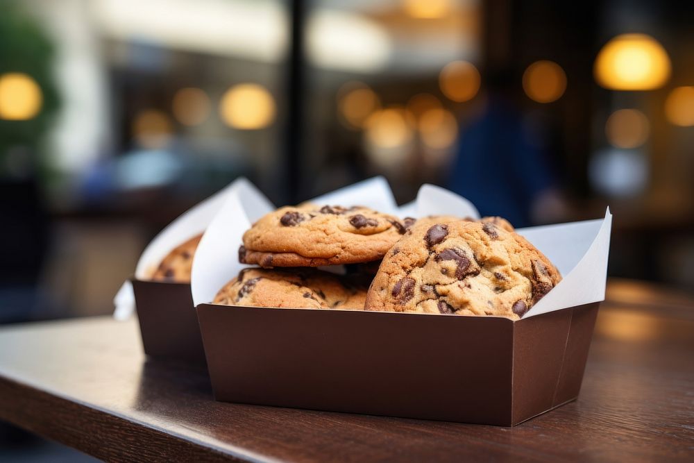 Chocolate chip cookies box food confectionery. AI generated Image by rawpixel.