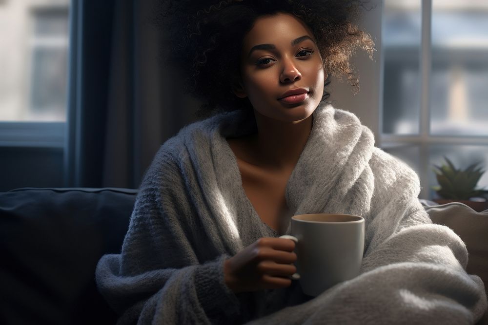 Black woman coffee mug portrait. AI generated Image by rawpixel.