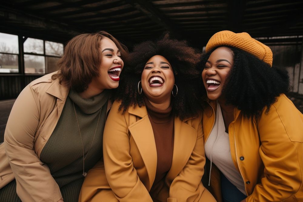 Black women laughing adult togetherness. AI generated Image by rawpixel.