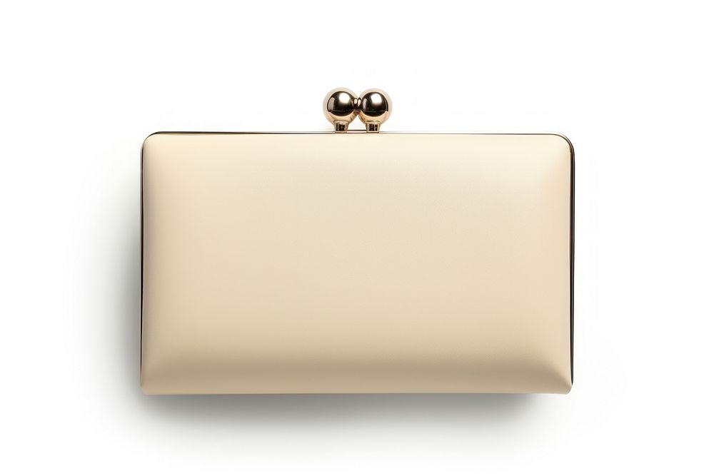 Beige Clutch woman bag jewelry white background accessories. AI generated Image by rawpixel.