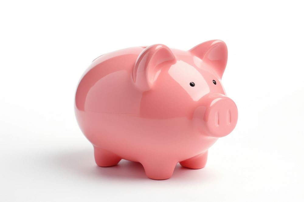 Pink piggy bank pink white background investment. AI generated Image by rawpixel.