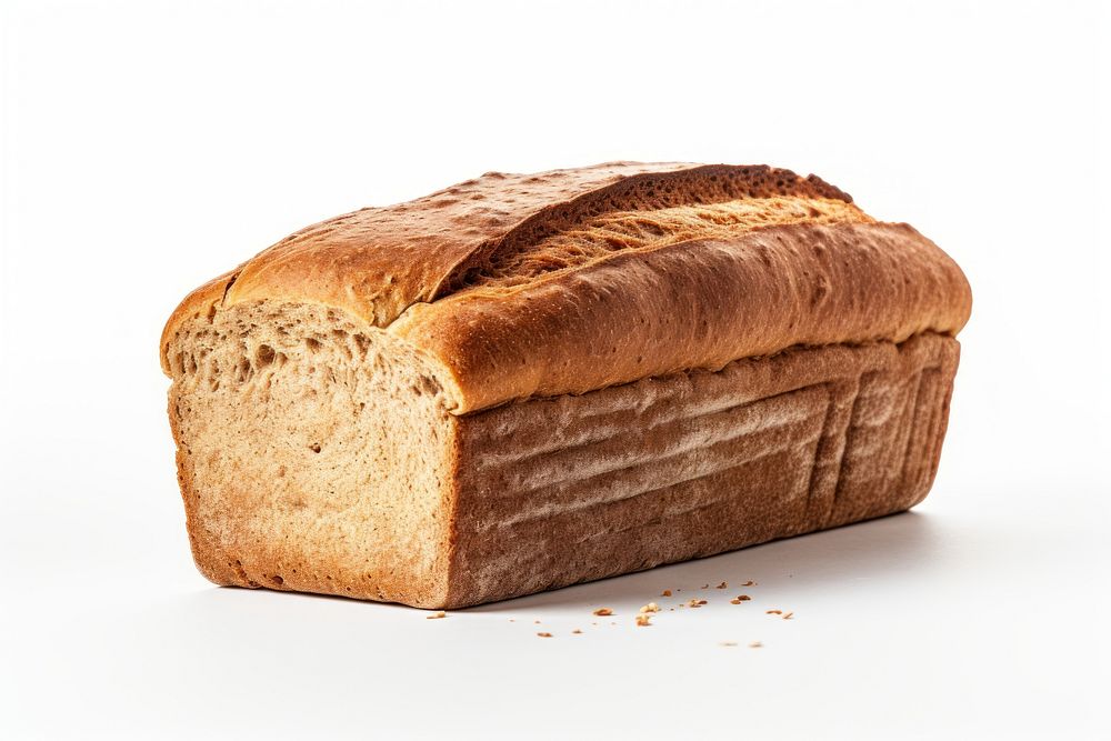 Whole wheat bread food white background sourdough. AI generated Image by rawpixel.
