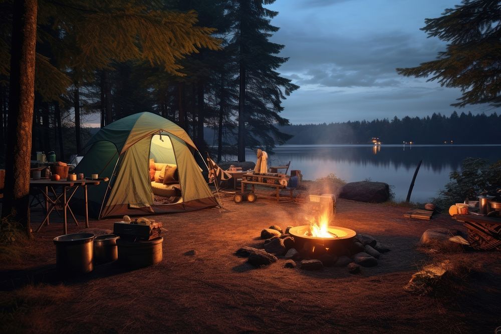 Camping outdoors nature fire. AI | Free Photo - rawpixel