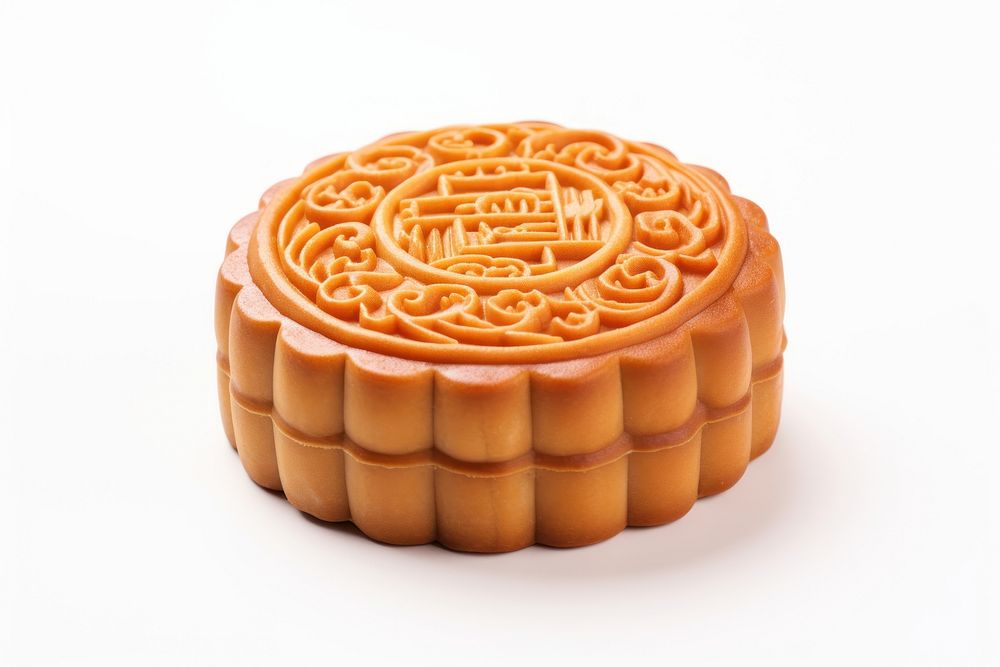 Chinese moon cake dessert food white background. AI generated Image by rawpixel.