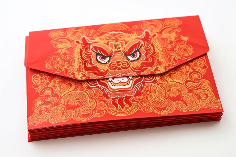 Chinese Lion Red Envelopes envelope red celebration. AI generated Image by rawpixel.