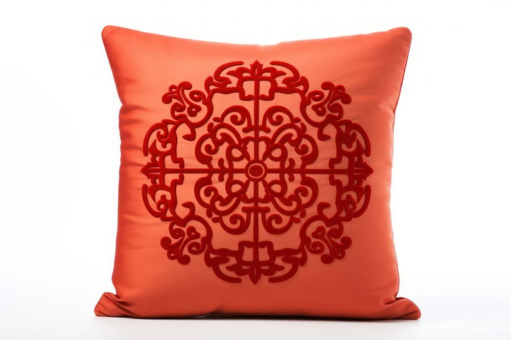 Pillow cushion red white background. AI generated Image by rawpixel.