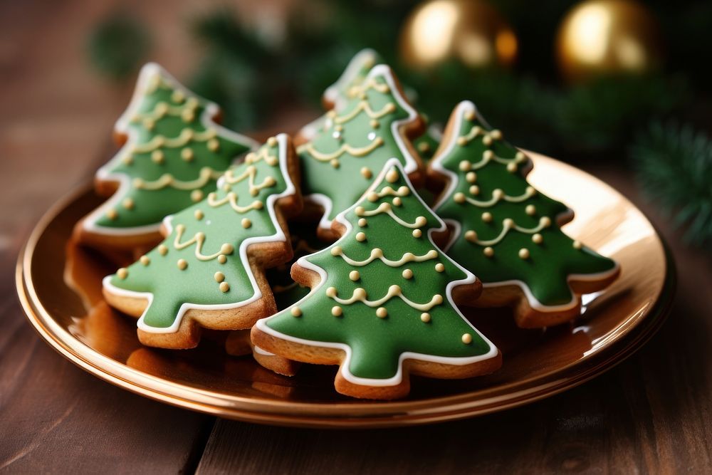 Christmas Tree Cookies cookie gingerbread christmas. AI generated Image by rawpixel.