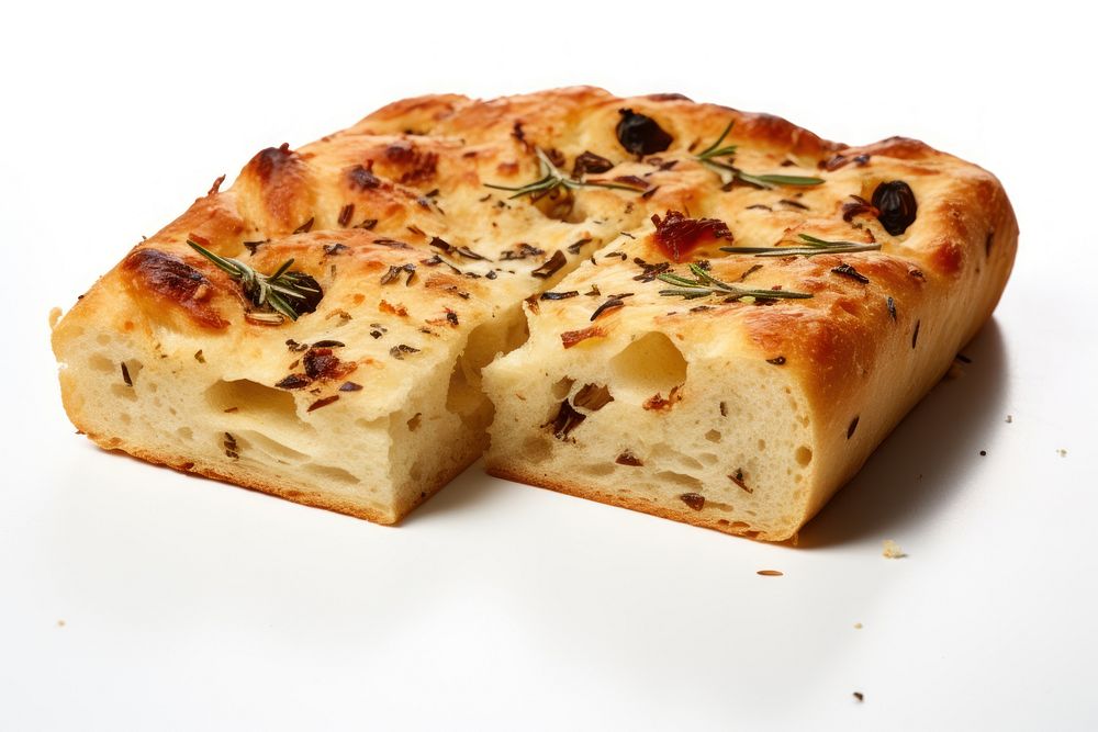 Focaccia bread food white background. 