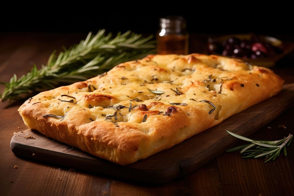 Focaccia bread pizza food. AI generated Image by rawpixel.