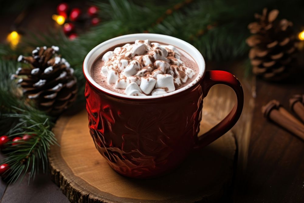 Hot Cocoa christmas dessert drink. AI generated Image by rawpixel.