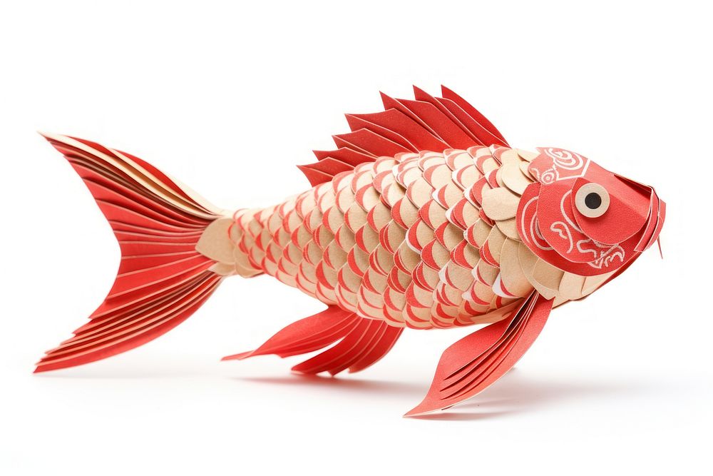 Paper fish animal white background scorpionfish. AI generated Image by rawpixel.
