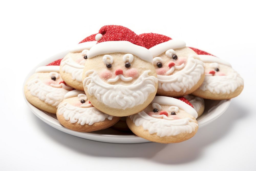Santa Cookies dessert cookie icing. AI generated Image by rawpixel.