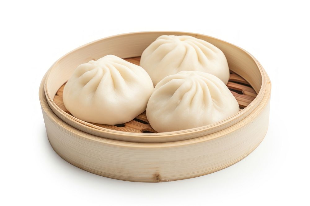 Stuffed steamed bun dumpling food white background. AI generated Image by rawpixel.