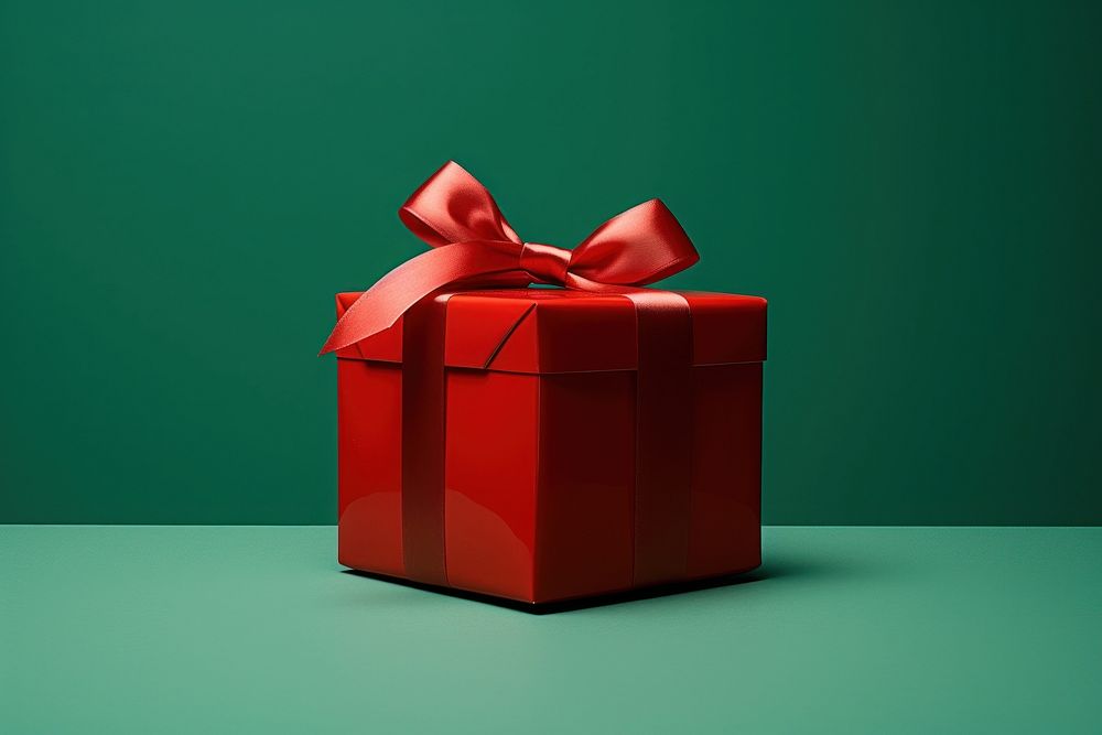 Red christmas present green gift green background. AI generated Image by rawpixel.